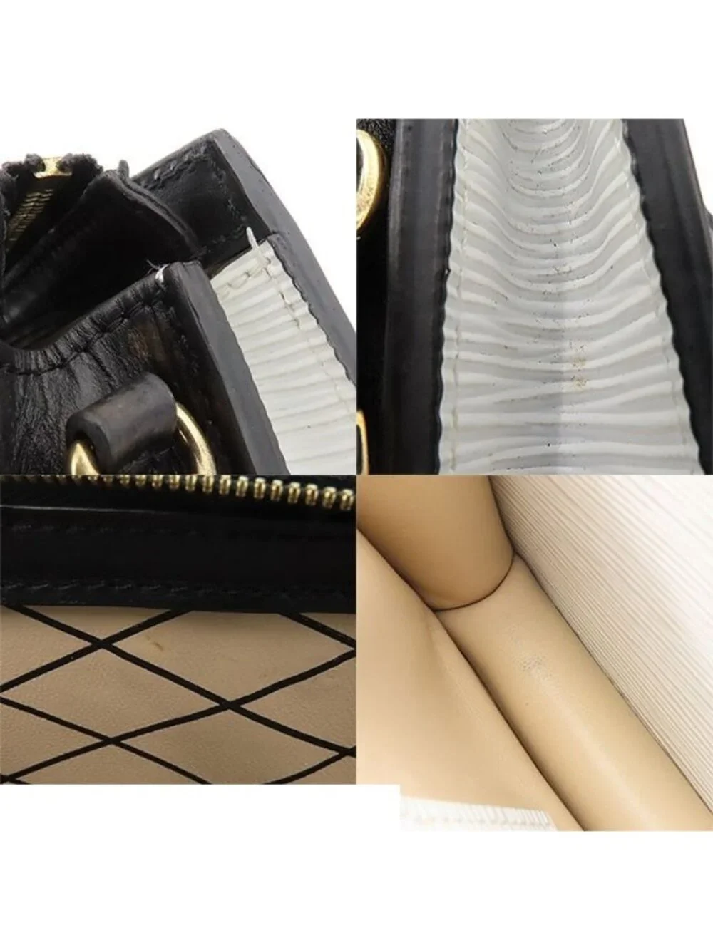 Louis Vuitton Trunk Clutch Chain Shoulder Bag White Black Epi Leather